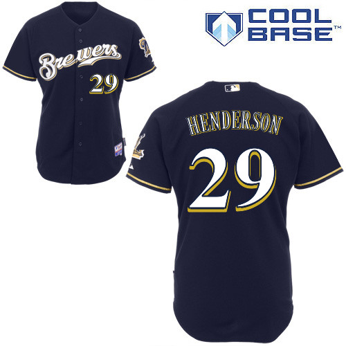 Jim Henderson #29 MLB Jersey-Milwaukee Brewers Men's Authentic Alternate Navy Cool Base Baseball Jersey